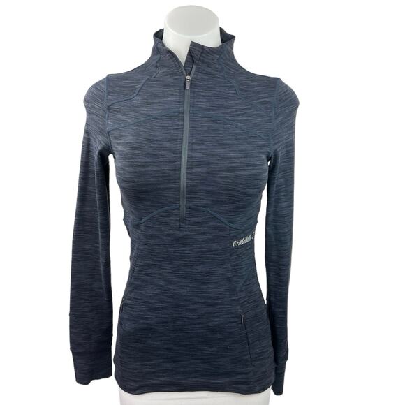 Gymshark Blue Gray Half Zip Long Sleeve Pullover Activewear Sweatshirt Top Sz XS - Picture 1 of 5
